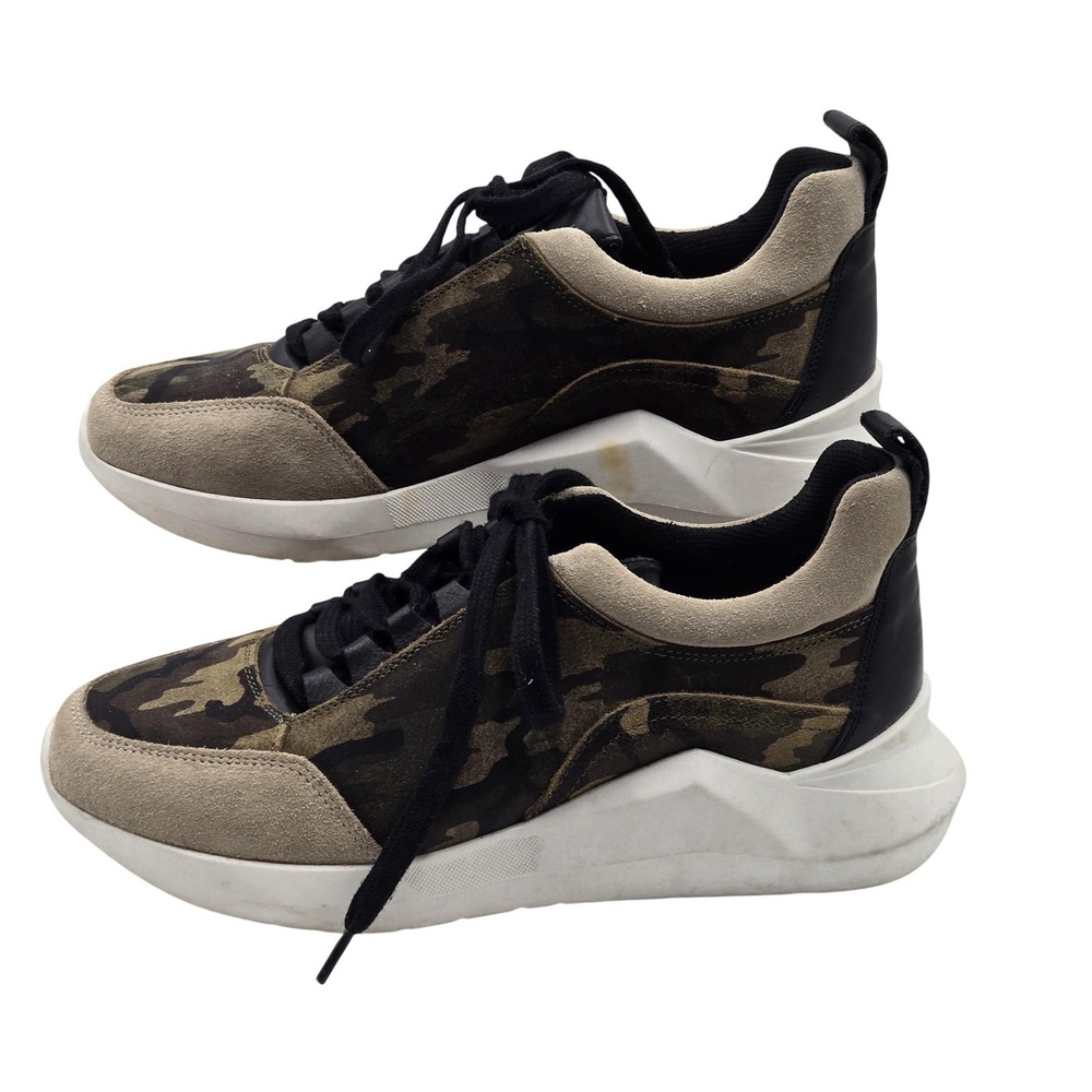 Anthropologie Shoes Womens Size 6.5 Green Camo Suede Low Top Sneakers Casual